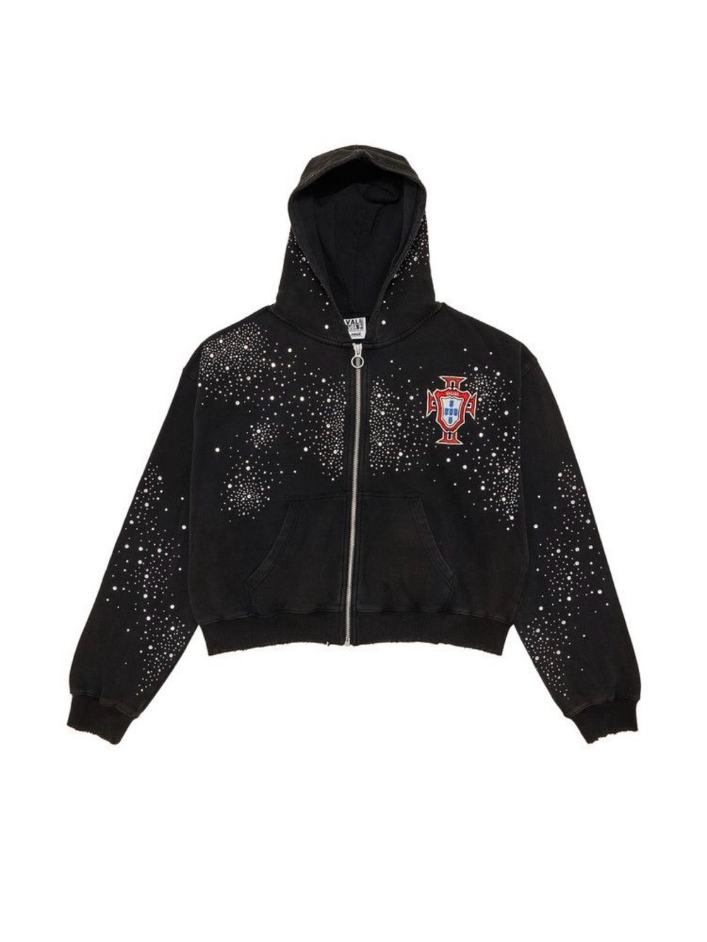 Black Star-Embellished Zip Hoodie Sweatshirt